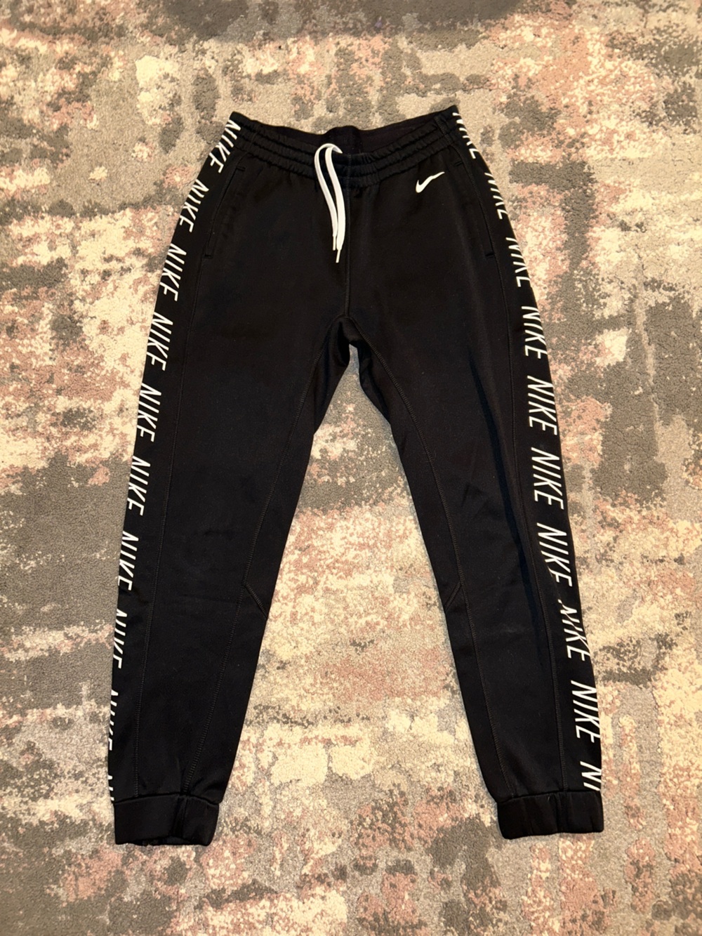 Nike Black Joggers with White Side Logo Tape